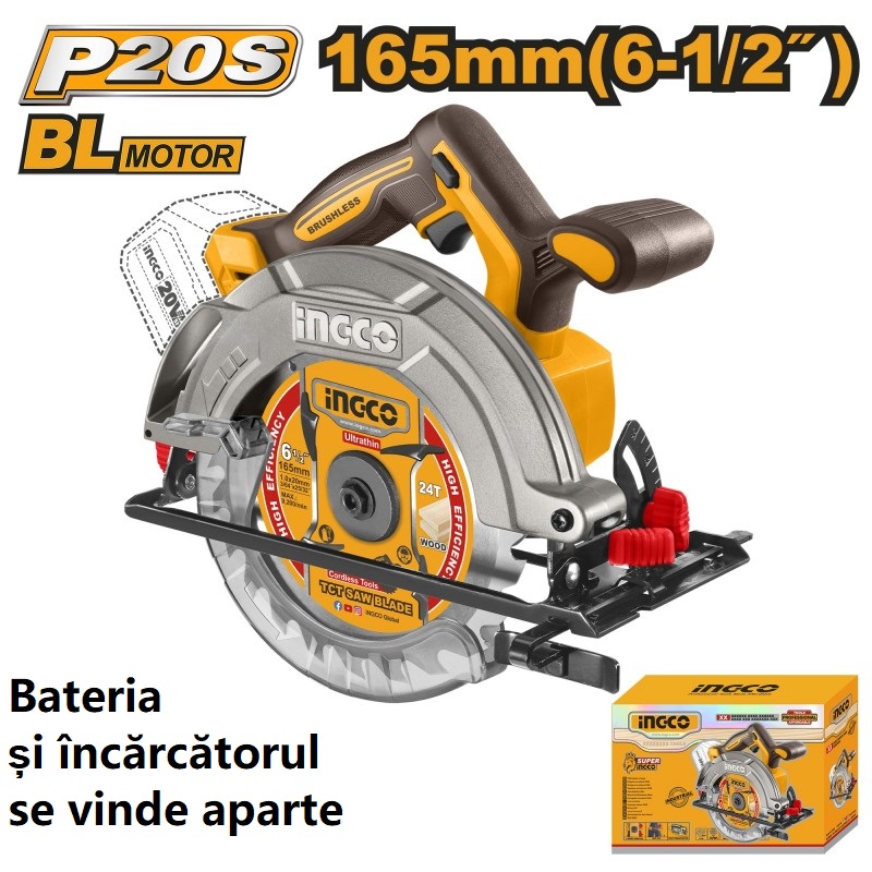 Ferestrău circular compatibil cu acumulator165mm CSLI1652(fara acumulator)